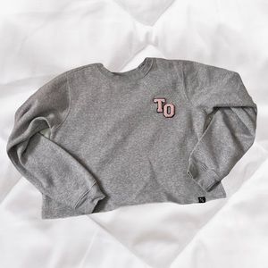 peace collective toronto grey cropped embroidered TO sweater